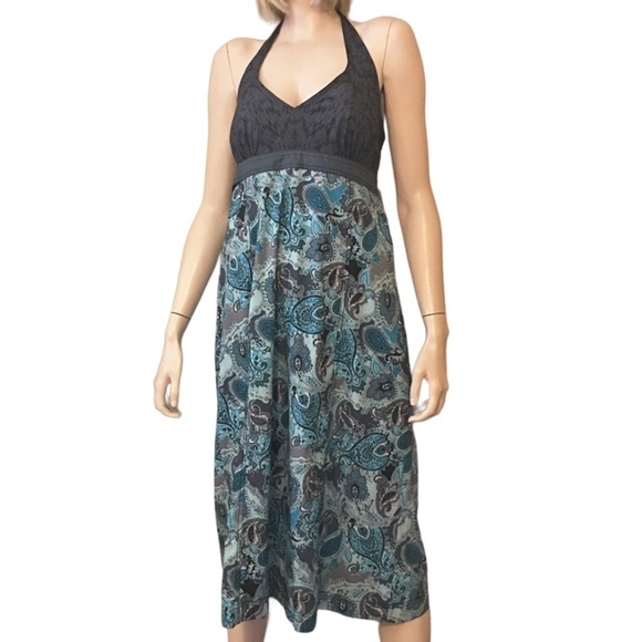 Athleta Halter Top Dress with Shirring Smocking Gorgeous Paisley Activewear - Picture 3 of 15